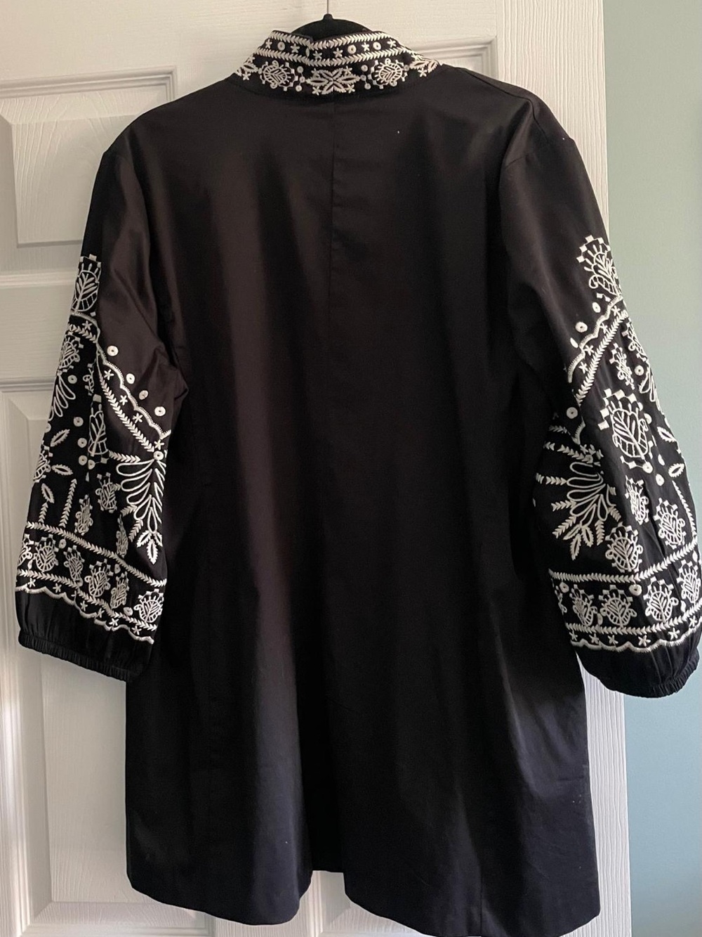 Chico's Black Jacket with White Trim Accents - Picture 4 of 7